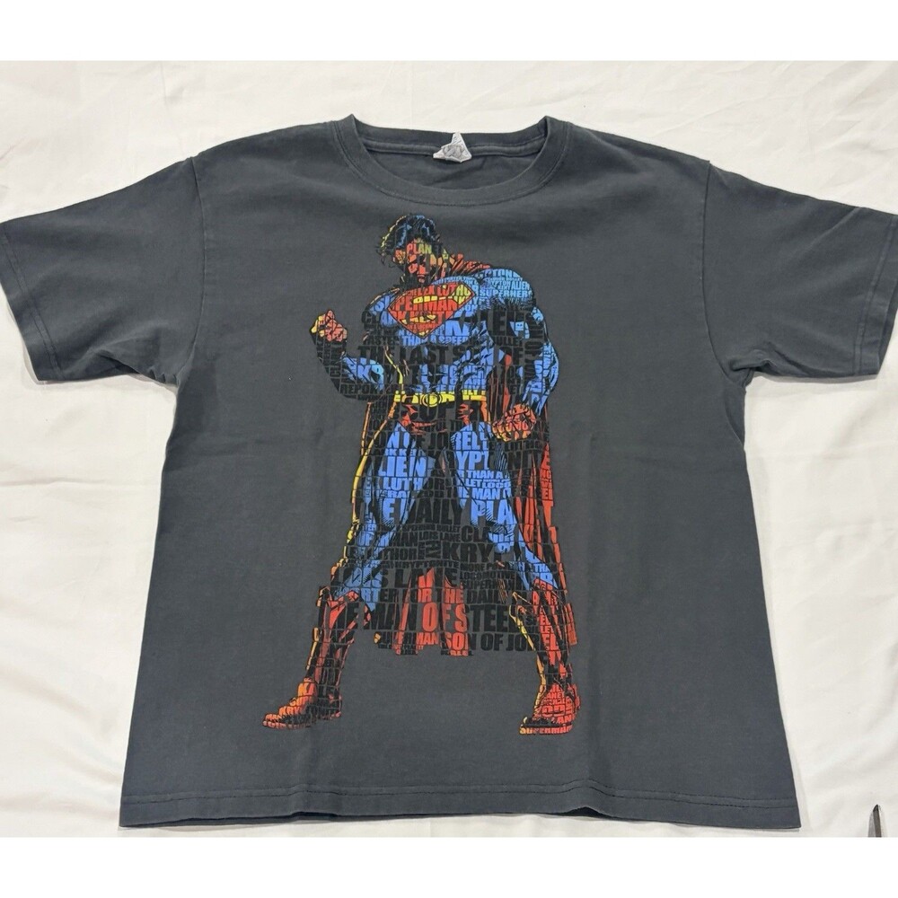 Superman Blue Graphic Crew Neck Men's T-Shirt Short Sleeve Medium 100% Cotton